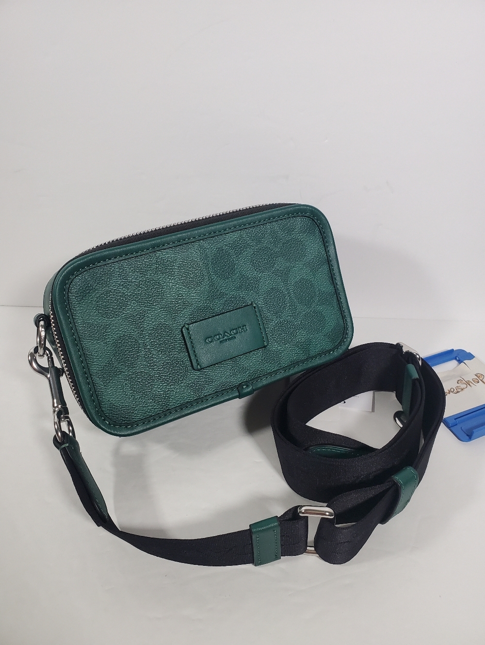 NWT Coach Men’s Wyatt Crossbody Bag In Signature Canvas CW365 Silver/Sea Green - Picture 5 of 6
